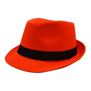 角色风格中性羊毛毡软呢帽橙色帽子