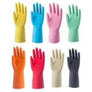 Rubber Dish Clothes Washing Cleaning Room Glove Deep Cleanse Collagen Kitchen Household Latex Reusable Waterproof Medium 30 Cm