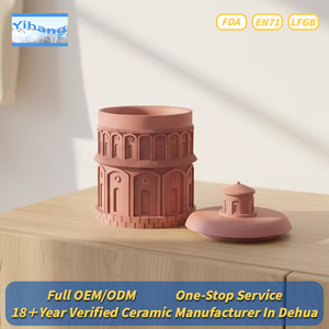 Vente en gros artisanal moderne en ciment vide abattoir cylindre conteneur navire rose dôme architecture béton bougie pot avec couvercle - Product Image 1