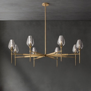 Grand lustre en cristal taillé à la main et poli à 9 lumières, <span class=keywords><strong>suspension</strong></span> multi-ports pour grand foyer d'<span class=keywords><strong>entrée</strong></span> - Product Image 2