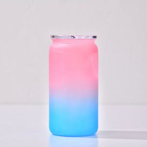 Gobelets en plastique colorés en forme de canette de 16 oz, recyclables, avec couvercle en PP et paille, pour emballage UV DTF, expédiés depuis notre entrepôt américain - Product Image 6