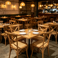 Chaises de restaurant en bois à dossier croisé, design moderne, chaise en bois massif pour mariage, événement, fête, vente en gros