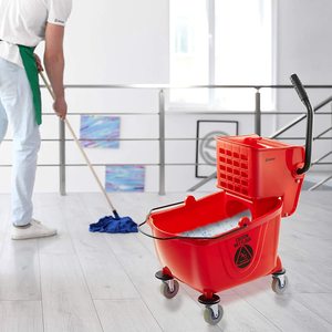 Serpillière avec <span class=keywords><strong>seau</strong></span> à roulettes de grande capacité, <span class=keywords><strong>seau</strong></span> à essorage non adapté au modèle <span class=keywords><strong>rétractable</strong></span> et pliable Camouflage, sans pli, 10l, 1 pièce - Product Image 6