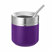Nouvelle tasse à thé argentin de 8 oz à double paroi isolée en acier inoxydable avec paille bombilla