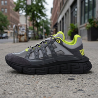 Baskets Trigreca Grises et Vert Néon pour Hommes – Chaussures Décontractées en Cuir Véritable de Haute Qualité, à Lacets, Anti-Odeur, pour Adultes