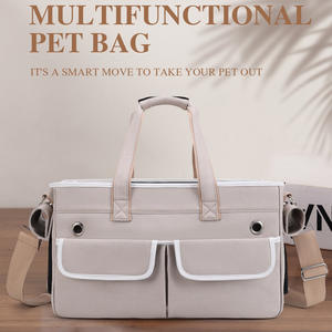 Лидер продаж, роскошная дышащая сумка для переноски домашних животных, складная переносная многокарманная вентилируемая дорожная сумка-Органайзер, прочная сетка на молнии - Product Image 5