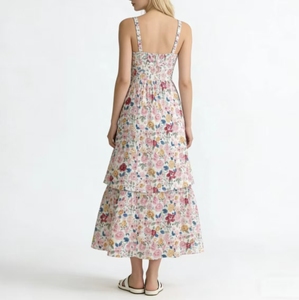 Robe longue en coton tissé 100% pour femmes ALBBIA019, imprimé floral numérique, lavable, avec fermetures éclair - Product Image 2