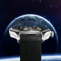 Montre dôme spatial unique en verre saphir, mécanique automatique, réserve de marche, globe terrestre rotatif, lumineuse, en acier inoxydable, OEM