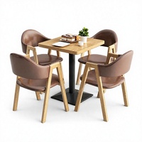 Ensemble table et chaises de restaurant en bois nordique, mobilier de salle à manger rembourré pour café, salon de thé, usage commercial