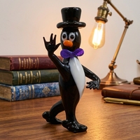 Figurine décorative de pingouin noir qui marche et danse, en verre soufflé de Murano, artisanat de lampwork, cadeau de bureau, jouet décoratif