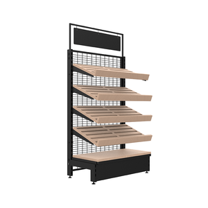 Góndola de madera de acero para supermercado personalizada de fábrica, estantes de comestibles de alta resistencia - Product Image 5