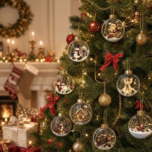 Calendario dell'Avvento Blind Box MH015 - Sfera <span class=keywords><strong>di</strong></span> Cristallo Natalizia con Scena Invernale Retrò, Ornamento Acrilico da Appendere, Ciondolo per Albero <span class=keywords><strong>di</strong></span> <span class=keywords><strong>Natale</strong></span>, Sorpresa - Product Image 4