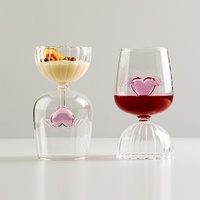 Gobelet à vin en verre en forme de coeur d'amour rose créatif tasse à vin rouge romantique et gobelet à champagne tasse à boire pour la fête de mariage