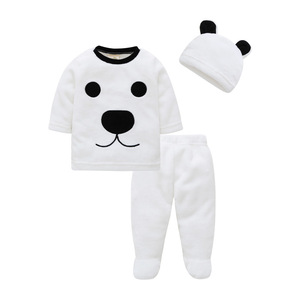 Vêtements de boutique pour enfants en gros en ligne, ensembles de pyjamas en flanelle à franges mignons pour l'hiver, 3 pièces pour bébé - Product Image 1