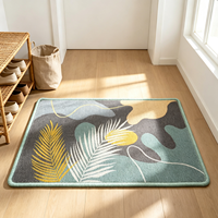 Tapis de porte en polyester à motif abstrait tropical nordique, feuilles de palmier, personnalisable en usine, antidérapant, lavable, pour entrée intérieure, cuisine