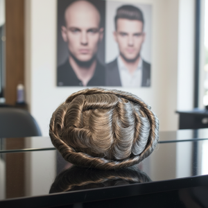 Gran Oferta: <span class=keywords><strong>Prótesis</strong></span> <span class=keywords><strong>Capilar</strong></span> Masculina de Cabello Remy Indio con Ondas Suaves, Base Fina de Alta Calidad, Color Gris # 460 - Product Image 1