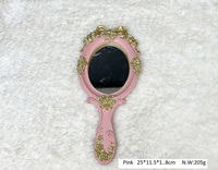 Espejo de Mano Ovalado Antiguo Vintage con Flores de Rosa Talladas, Estilo Victoriano, para Maquillaje, Decoración, Regalo, Colección