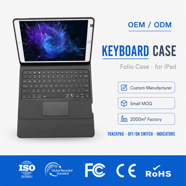 Custom Tablet Leather Keyboard Case Shockproof PU Tablet Cover for iPad Generation 9 Keyboard with Case