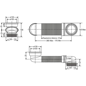 Raccords de tuyauterie à longueur réglable avec entrée Ø 90-110 Sortie Ø 100-110 - Product Image 4