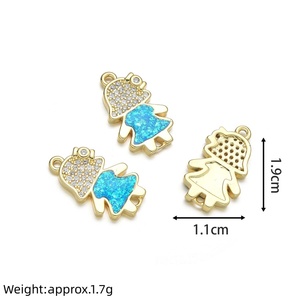 YH2056 Ciondoli per Bambini Placcati in <span class=keywords><strong>Oro</strong></span> 18K con Opale e Micro Pavé di Zirconi CZ, Charm per Ragazzi e Ragazze per Creazione di Gioielli - Product Image 6