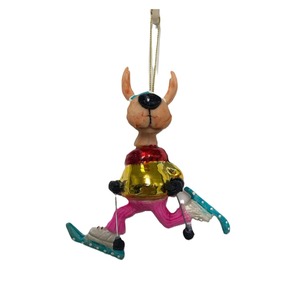 Reno de cristal con esquís y soporte para colgar - Product Image 1