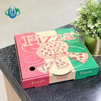 Boîte à pizza biodégradable personnalisée en usine en Chine avec des matériaux recyclés, design coloré, papier kraft de haute qualité, prix bas