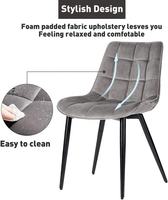 Chaise de salle à manger moderne de luxe nordique rembourrée en velours pour restaurant, cuisine en tissu pour table avec cadre en métal et coussin doux
