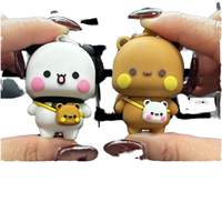 Porte-clés en silicone Panda Bubu, pendentif pour sac à dos, porte-monnaie anime, porte-clés pour couples, bijoux en plastique élégants