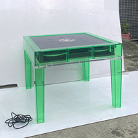 Table de Mahjong Électrique Flottante Américaine de Luxe Moderne avec Mélangeur Automatique, Pieds en Acrylique et Tapis Personnalisé pour le Poker et les Jeux d'Hasard