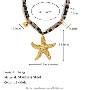 Collar con colgante de estrella de mar con estampado de leopardo-Joyería de acero inoxidable chapada en oro de 18 quilates para mujer <span class=keywords><strong>N87</strong></span> - Product Image 6