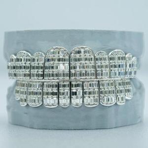 Luxury 925 Sterling Silver Rhodium Plated Moissanite Brilliant Cut Custom Grillz Diamond Look Unisex <b>Teeth</b> Jewelry for Modern - Product Image 2