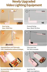 Выдвижная подставка для селфи, подставка для телефона, освещение с держателем для мобильного телефона для 360, подставка для телефона для записи