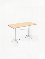 Table de café rectangulaire commerciale, plateau bleu clair, base en métal en forme d'étoile, table de restaurant, bistro, salle à manger, pour café, cantine
