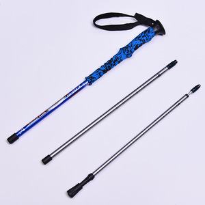 Bâton de trekking en alliage d'aluminium, télescopique rapide, jaune moucheté, poignée en mousse intégrée, fabriqué en Chine - Product Image 1