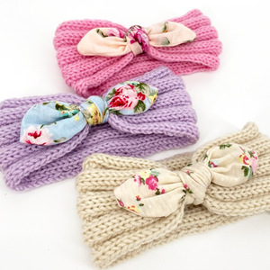Bando wol telinga kelinci anak-anak, aksesori rambut rajut bayi musim gugur dan musim dingin hangat - Product Image 5