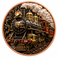 Pièce de monnaie en cuivre pur 999 de 1 oz, version Manga, série Train à vapeur, couleur UV 3D en relief, édition de collection