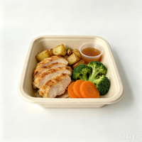 Fibre moulée PLA & PP PE PET EVOH Lamination Plateau de supermarché biodégradable Boîtes à lunch jetables pour viande et légumes de bagasse