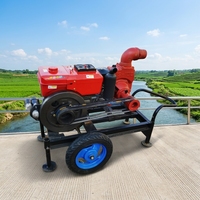 Pompe à eau diesel monocylindre 12 CV ZX100 en fonte, auto-amorçante, entraînement par courroie trapézoïdale, sur chariot mobile pour l'irrigation des petites exploitations agricoles