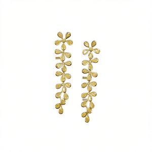 Orecchini pendenti con fiore dorato per donna, gioielli romantici da festa, orecchini pendenti alla moda in lega placcata oro - Product Image 1