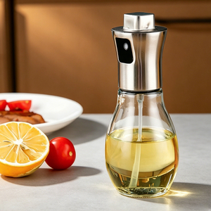 Distributeur d'huile en verre à pression 170ml 200ml, bouteille courbée anti-déversement pour l'huile et les sauces au quotidien - Product Image 4