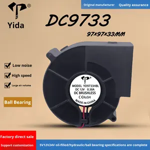 Ventilateur centrifuge SYD/OEM DC9733 Turbo <span class=keywords><strong>Blower</strong></span> 12V à billes 24V Grand volume d'<span class=keywords><strong>air</strong></span> Barbecue Poêle Cheminée 5V 97x97x33mm - Product Image 5