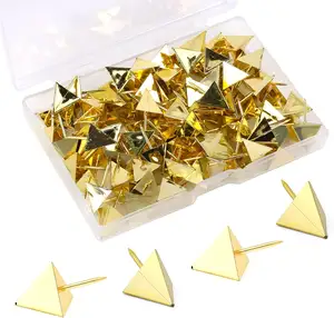 100 Pcs Gold Push Pins, Triangle Shaped Push Pins for Cork board, Bulletin Board