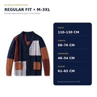 Cardigan en maille torsadée pour homme, col en V, color block, mélange de lyocell, boutonné, patchwork, collection automne-hiver, vente en gros OEM