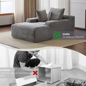 Oversized Convertible Chaise Lounge Chair Modern Plush Chenille Upholstered Sleeper Sofa Daybed 3 <b>Throw</b> Pillows Wide Armrest - Product Image 6