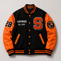 Veste universitaire personnalisée en patchwork avec patchs en chenille pour homme, mélange de laine, manches en similicuir, écologique, coupe-vent, taille, couleur et logo personnalisables