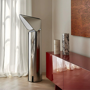 Lampada da Terra Minimalista Moderna di Design Italiano a Forma di Cappello in Acciaio Inossidabile per Camera da Letto e Soggiorno con Attacco E27 e Sorgente Luminosa a LED - Product Image 1