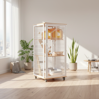 Villa pour chat moderne d'intérieur, luxe, bois massif, grand espace, verre trempé, meubles pour animaux de compagnie à plusieurs niveaux, pour chats de grande taille, usage domestique