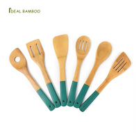 Lot de 6 couverts en bambou durables et écologiques – Accessoires de cuisine naturels et résistants, compatibles lave-vaisselle