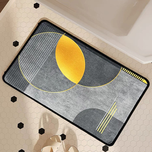 Alfombra de entrada de lana de Cachemira de imitación de estilo cremoso, alfombrilla de puerta plateada decorativa absorbente de agua para baño, decoración de ducha para el hogar - Product Image 1