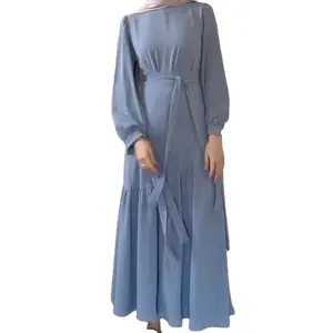Middle East Arab Muslim Dubai 2024 Spring New Fashion Long Sleeve Lace Up Halter Dress Set